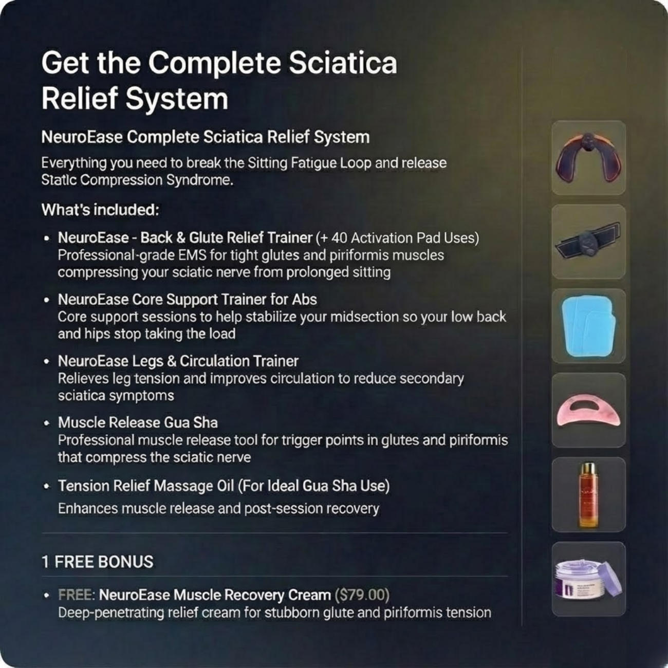 NeuroEase - Back & Glute Relief Trainer (+ 40 Activation Pad Uses)