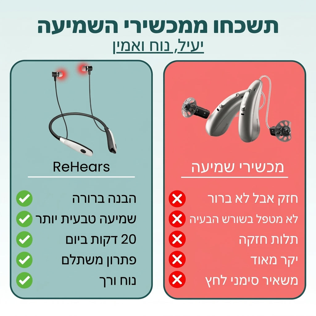 Hearring - אור אדום לשמיעה ברורה והקלה ברעש באוזניים